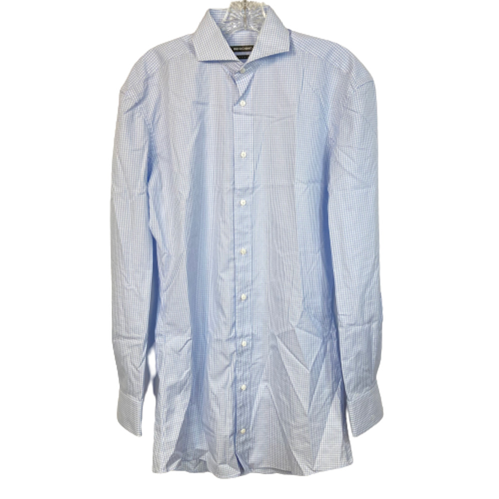 Indochino Shirt Mens Sz‎ M Blue Gingham Cotton Slim Fit Logo Button Up Collared